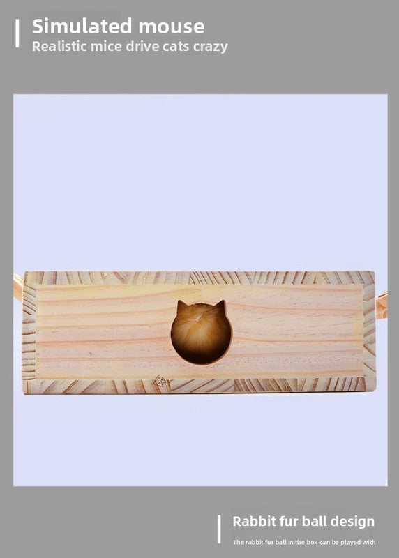 Interactive Wooden Cat Toy Whack-A-Mouse Box