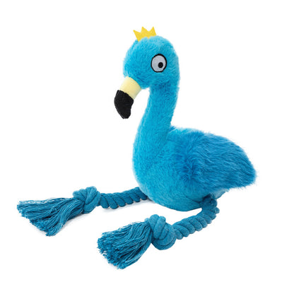 Flamingo Plush Dog Toy with Squeaker and Rope