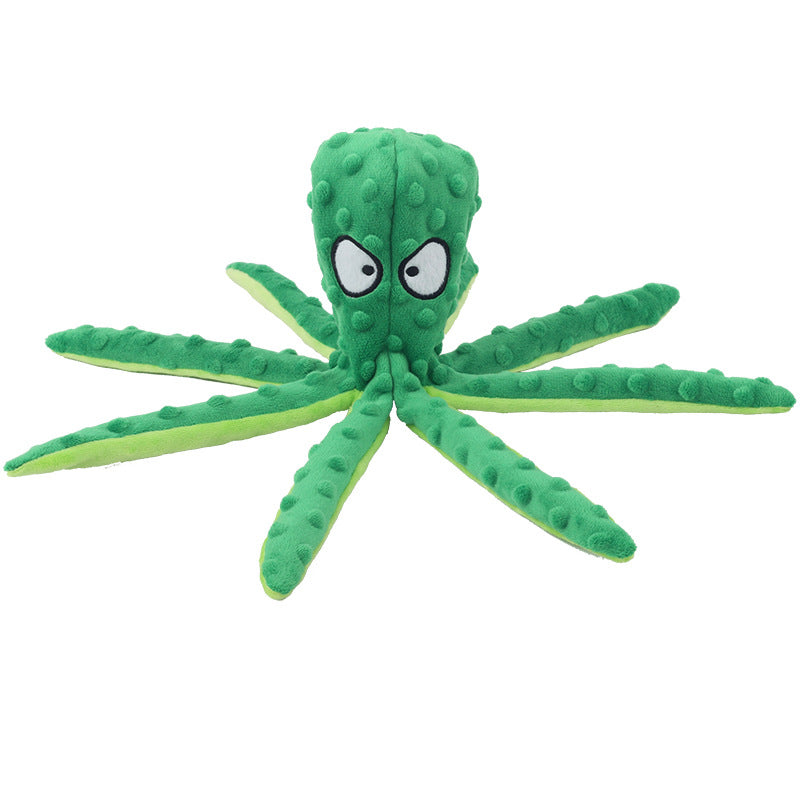 8 Legged Plush Octopus Dog Toy with Squeaker and Crinkle sounds