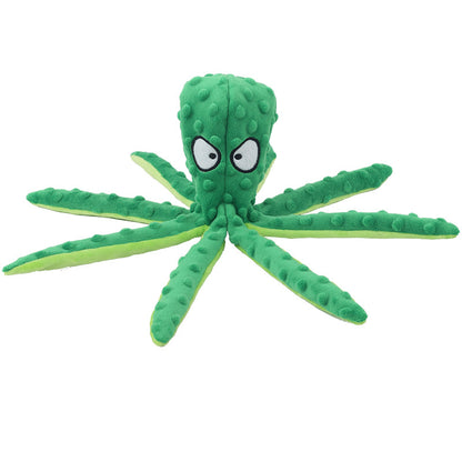 8 Legged Plush Octopus Dog Toy with Squeaker and Crinkle sounds
