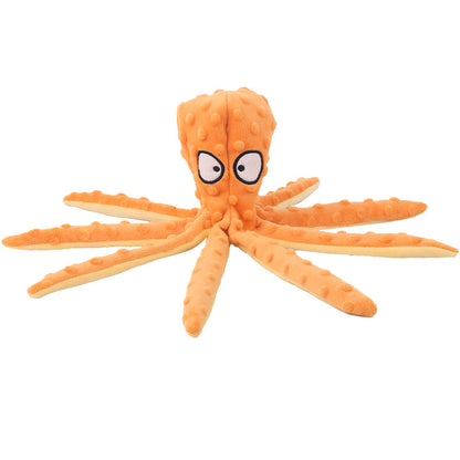 8 Legged Plush Octopus Dog Toy with Squeaker and Crinkle sounds