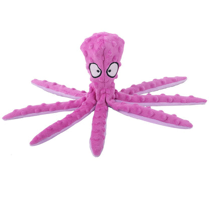 8 Legged Plush Octopus Dog Toy with Squeaker and Crinkle sounds
