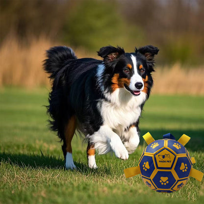 Soccer ball with tug-of-war tags