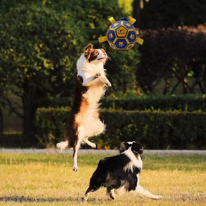 Soccer ball with tug-of-war tags