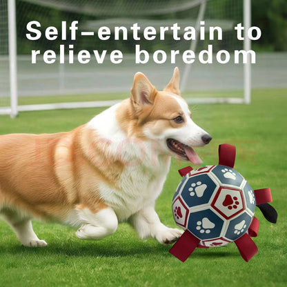 Soccer ball with tug-of-war tags