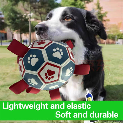 Soccer ball with tug-of-war tags