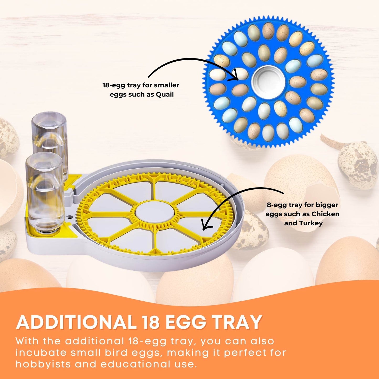 Automatic 8 / 18 Egg Incubator with automatic turning.