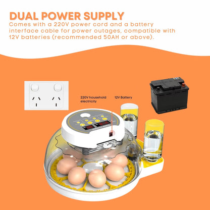 Automatic 8 / 18 Egg Incubator with automatic turning.