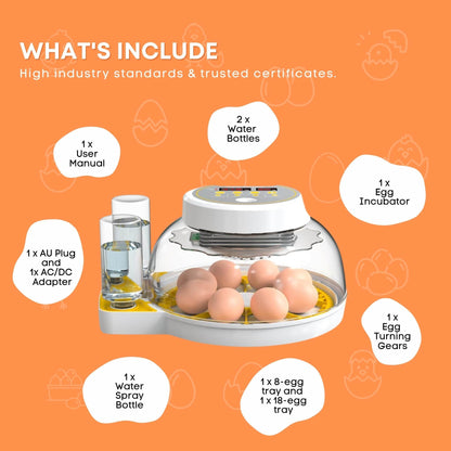 Automatic 8 / 18 Egg Incubator with automatic turning.