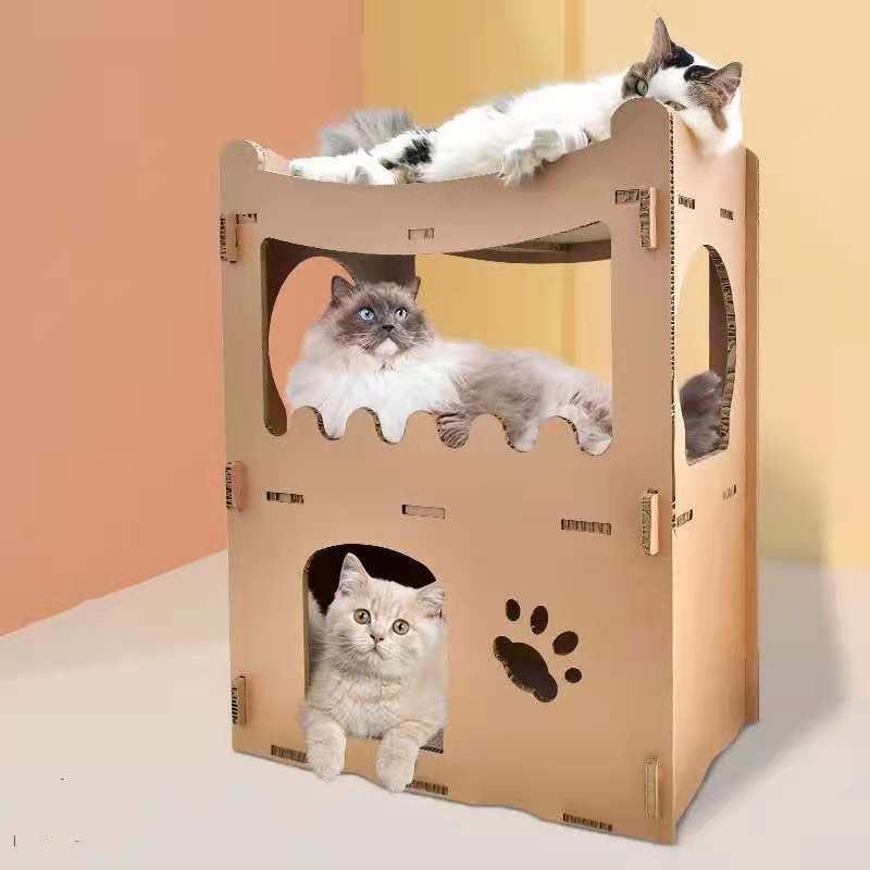 YES4PETS Cat Cardboard House Tower/Scratcher Post