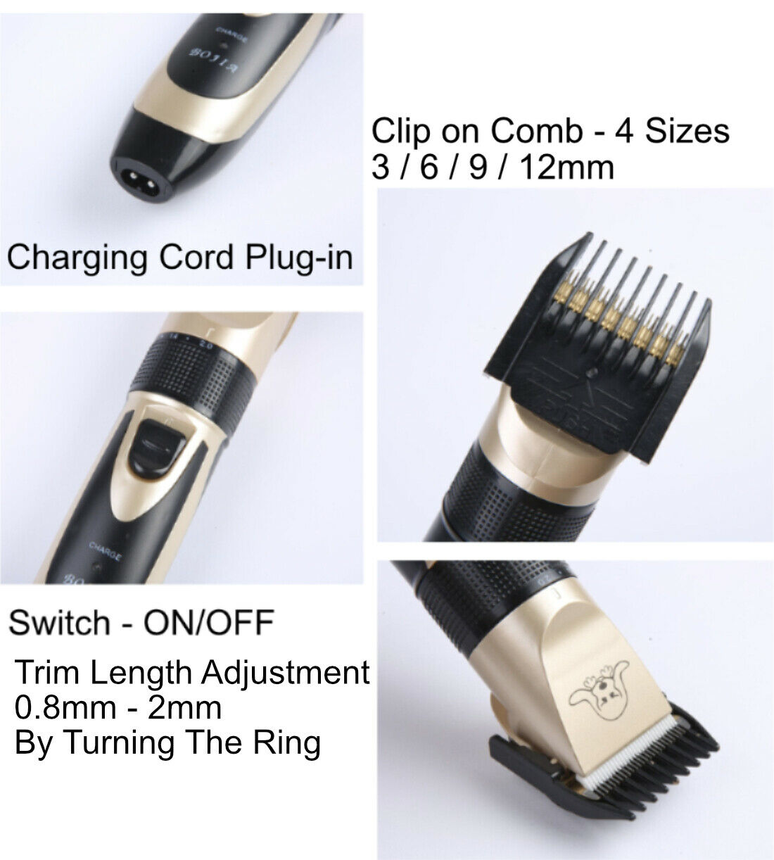 Cordless Clipper Pet Grooming Kit 4 Different Size Combs