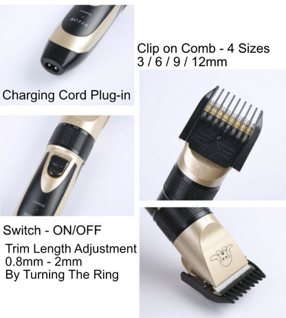 Cordless Clipper Pet Grooming Kit 4 Different Size Combs