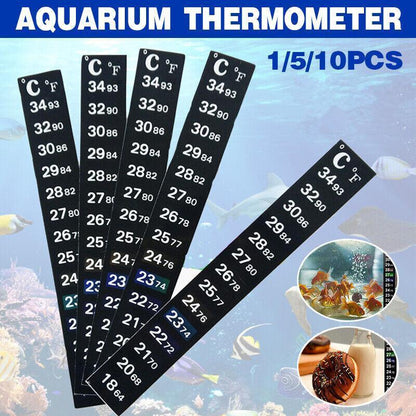 UPTO 10x Aquarium Thermometer Fish Tank Sticker Temperature Strip Dual Scale HOT - 1PC