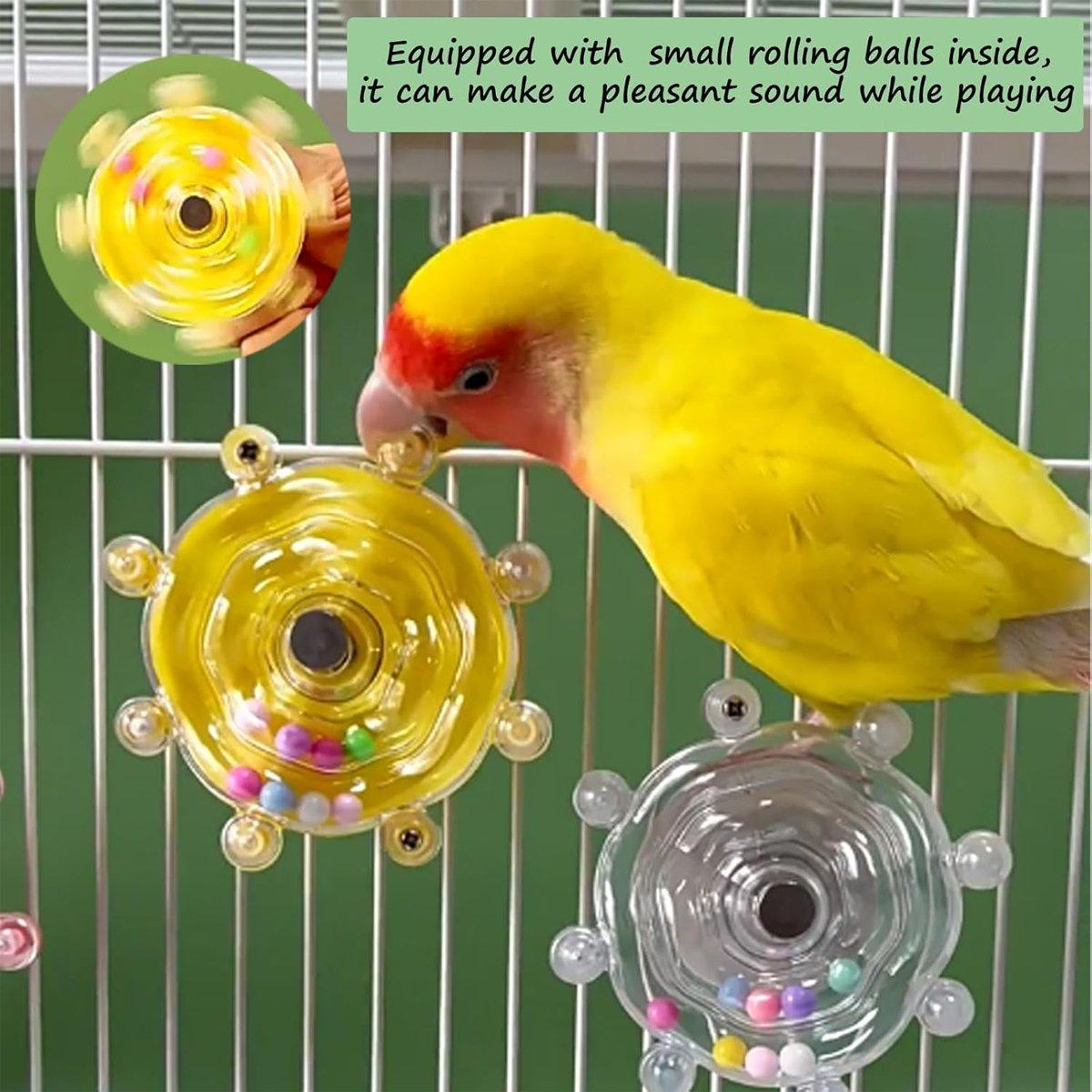 Interactive Parrot Spinning Wheel Stress Relief Toy for Small Birds Durable