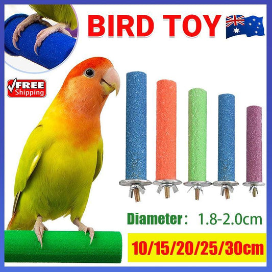 5 Sizes Colorful Pet Bird Cage Perches Stand Platform Chew Toy For Parrot Bites - 15CM