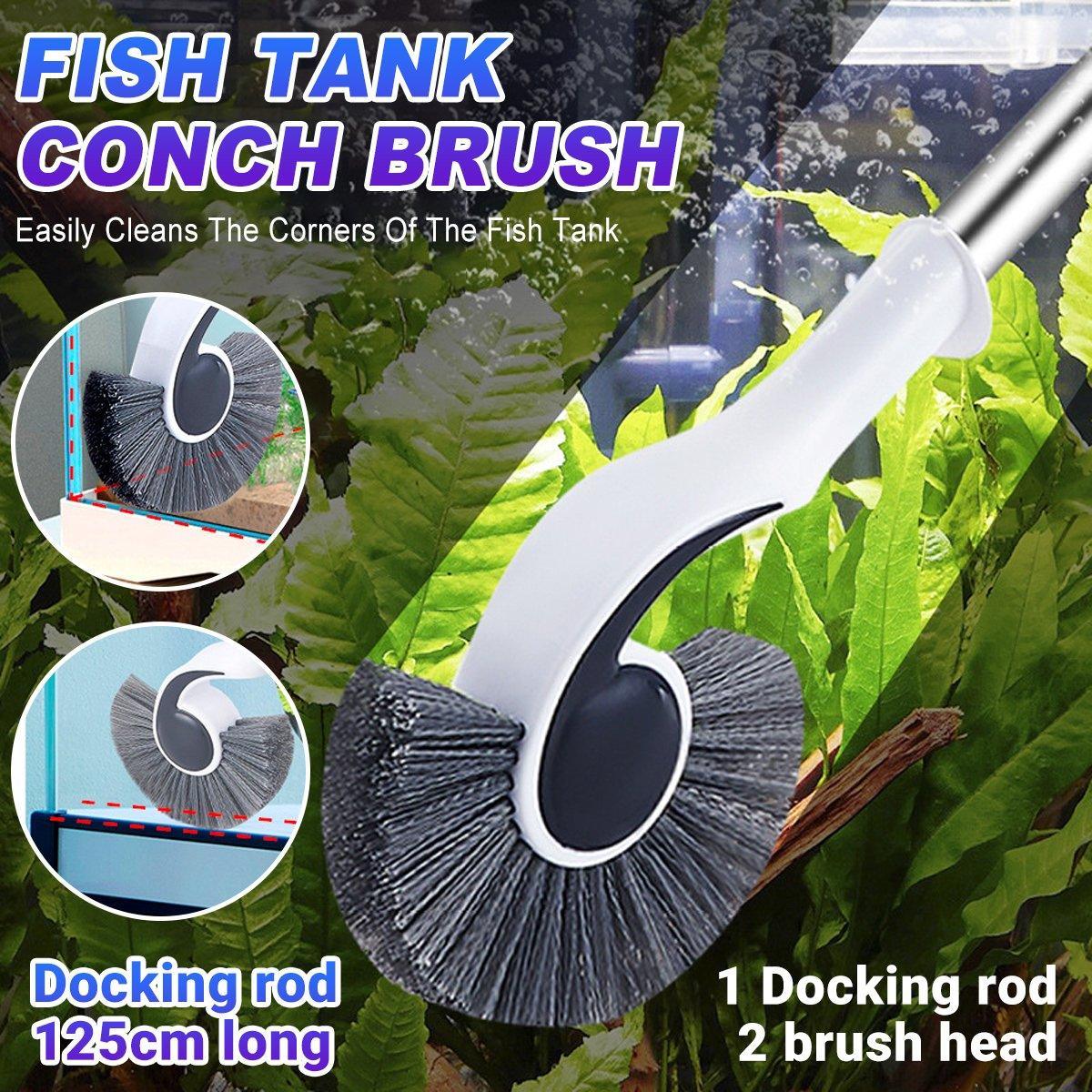 Fish Tank Cleaning Tool Long Handle Algae Removal Conch Brush Seahorse Cleaner