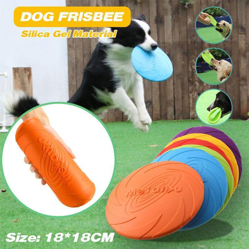Frisbee Toy for Dogs Outdoor Fetch Training Soft Rubber Pet Flying Disc 18cm - Red