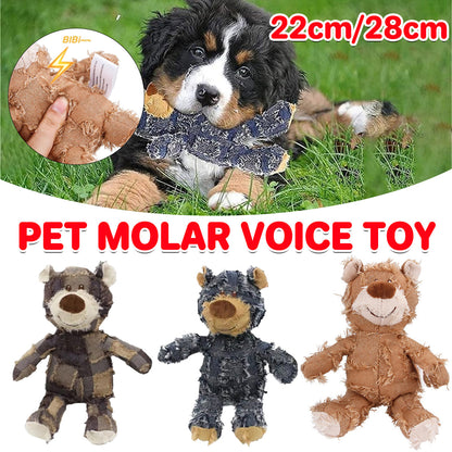 Puppy Squeaky Plush Toy Small Dog Chew Soft Bear Pet Companion - Purple-28cm