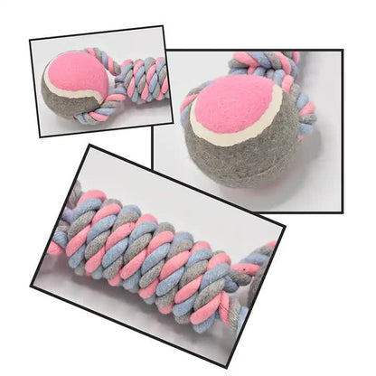 Durable Cotton Rope and Tennis Ball Dog Toy Set