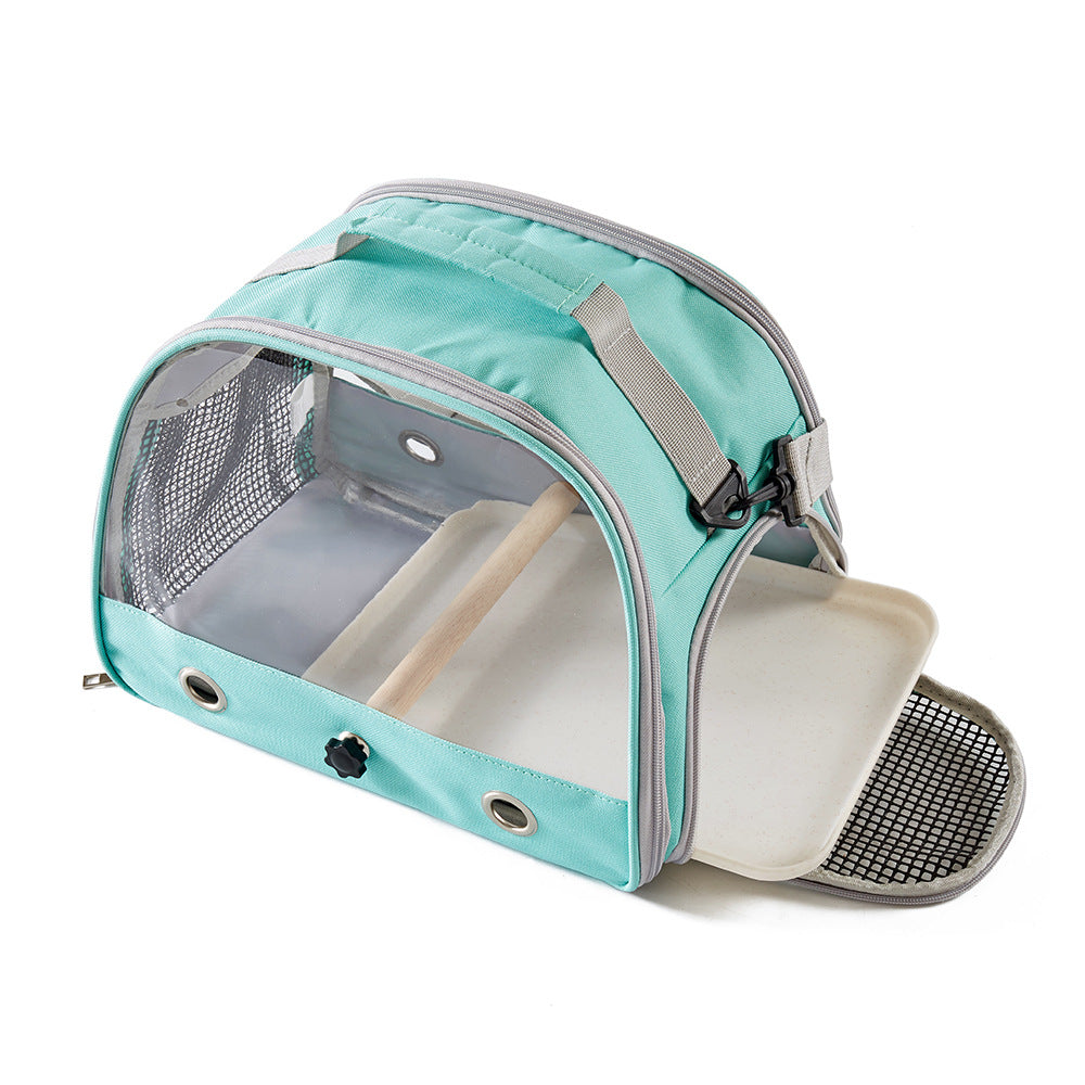 Portable Clear View Bird Carrier - Portable Travel Cage with Perch & Tray for small Parrots and birds