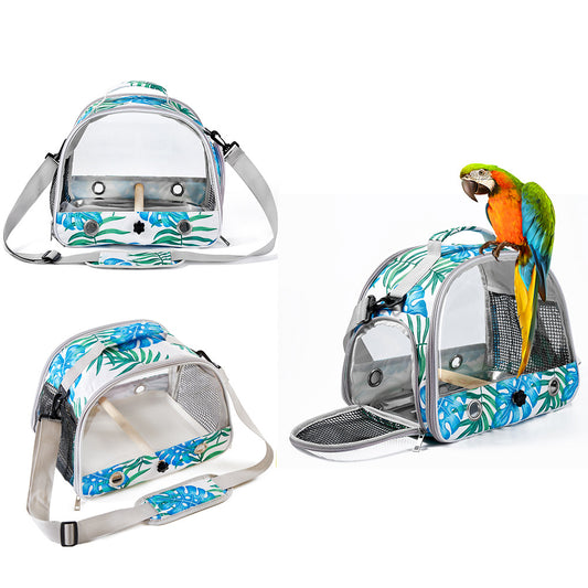 Portable Clear View Bird Carrier - Portable Travel Cage with Perch & Tray for small Parrots and birds