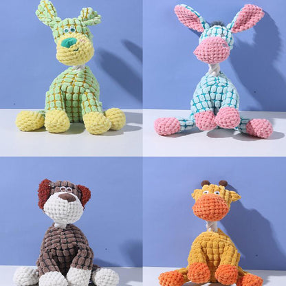 Giraffe Cuddly Corduroy Squeaky Animal Toy