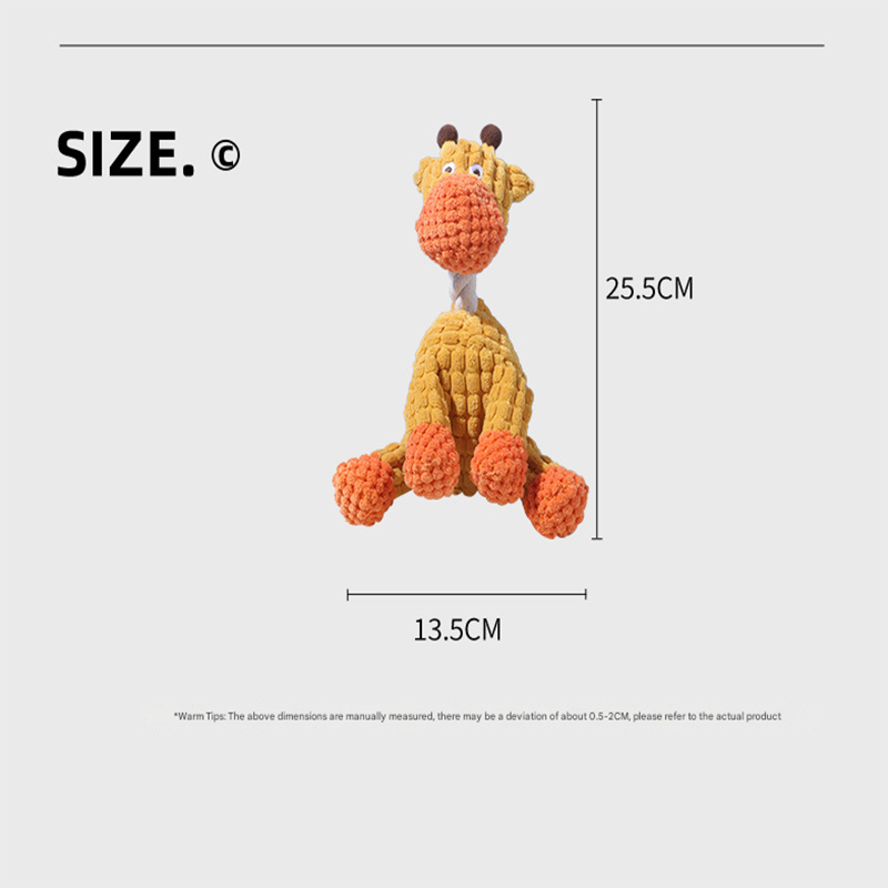 Giraffe Cuddly Corduroy Squeaky Animal Toy