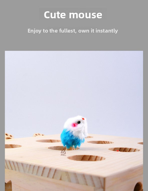 Interactive Wooden Cat Toy Whack-A-Mole Box